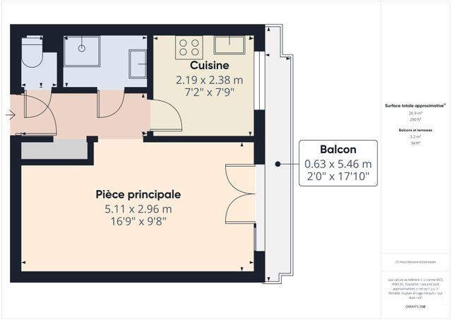 Appartement F1 à louer - 1 pièce - 26.25 m2 - BOULOGNE BILLANCOURT - 92 - ILE-DE-FRANCE - Century 21 Prestimmo Conseil