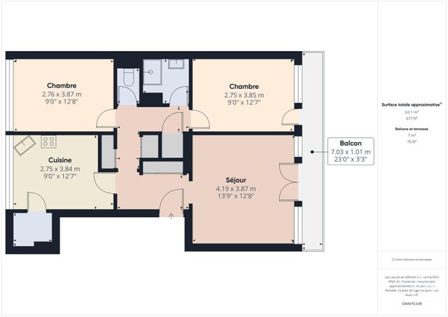 Appartement T3 à louer - 3 pièces - 61.78 m2 - VELIZY VILLACOUBLAY - 78 - ILE-DE-FRANCE - Century 21 Prestimmo Conseil